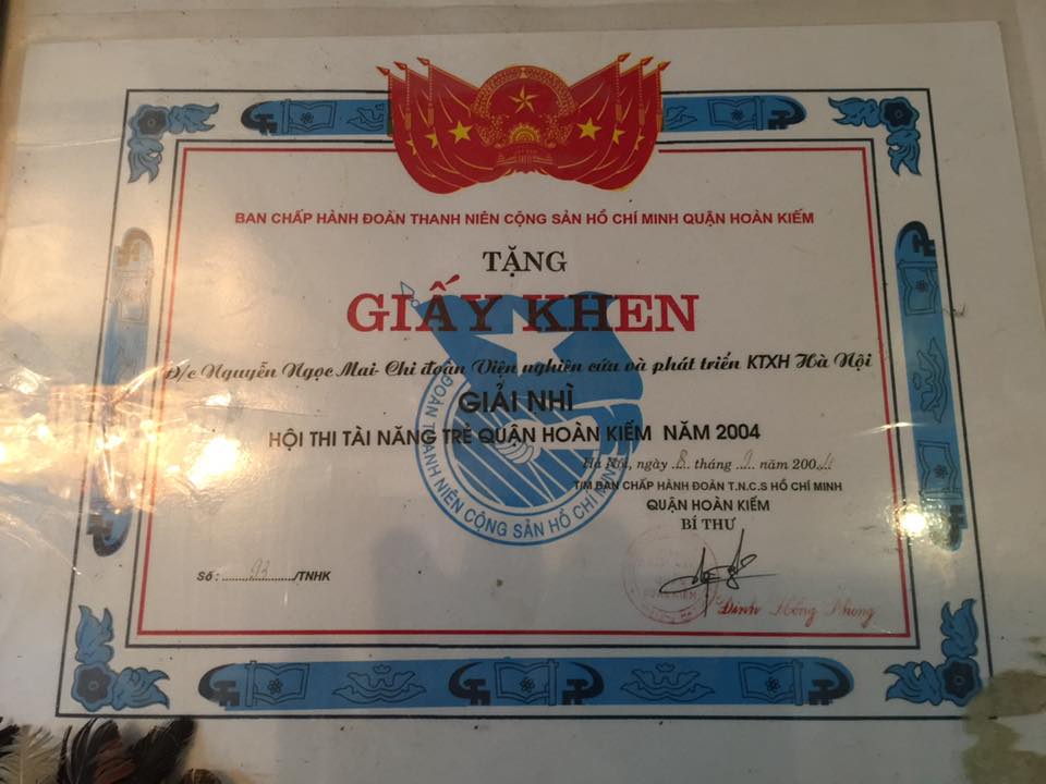 Các giải thưởng TS Nguyễn Ngọc Mai đã đạt được